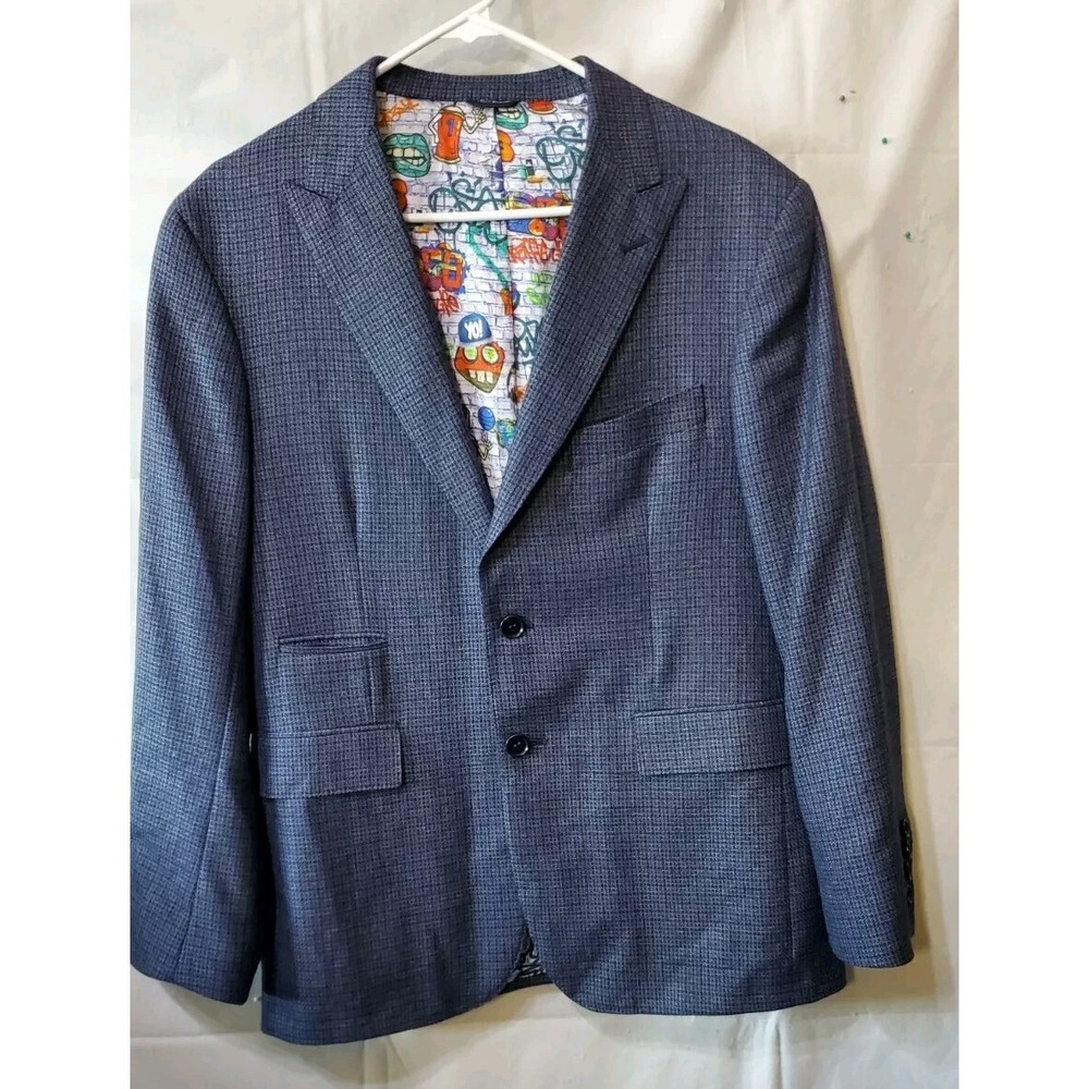 Cicchini Men's Custom Clothier‎ Sports Jacket Blazer  Sz 44  Blue Plaid Modern